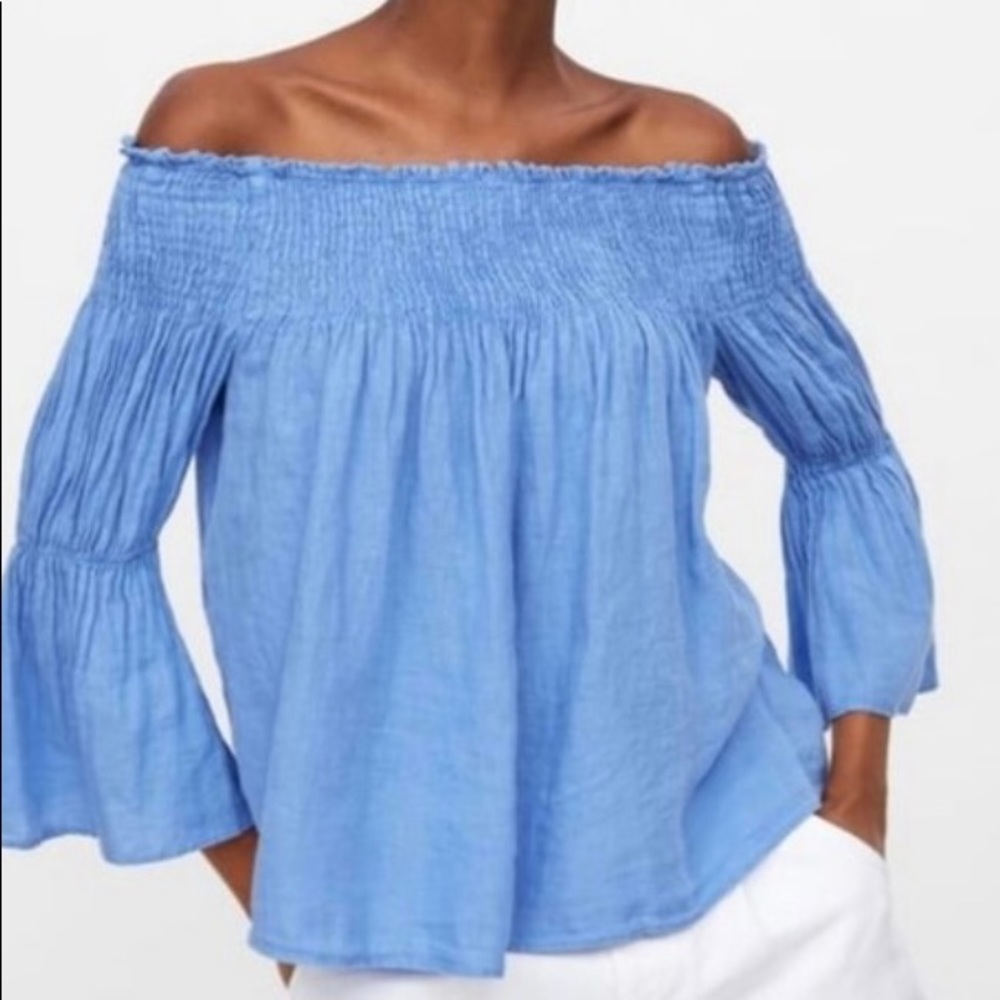 Zara Linen Off The Shoulder Top